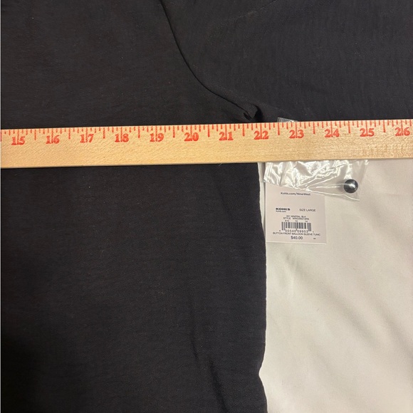 Nine West Black Button Front Balloon Sleeve Tunic Blouse Size L NWT - Picture 6 of 10